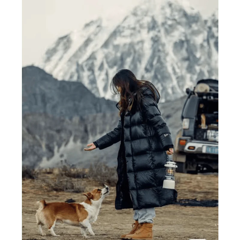Black Long Puffer Jacket for Women - Stylish Winter Coat with Relaxed Fit and Extra Warmth
