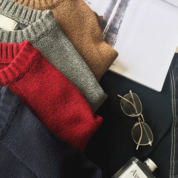 Boston Wool Haven Sweater for Men - Elegant Crewneck with Corduroy Elbow Pads, Warm Wool-Cotton Blend