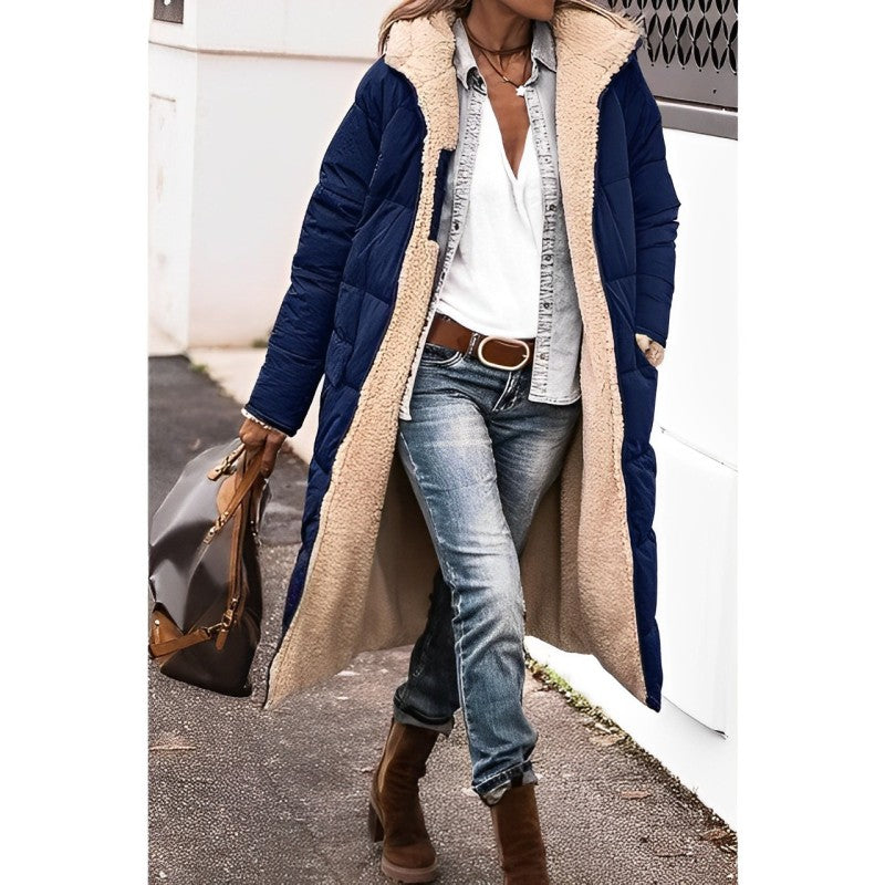 Cozy Long Puffer Coat for Women with Hooded Design – Quilted Winter Coat for Added Warmth and Comfort
