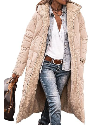 Cozy Long Puffer Coat for Women with Hooded Design – Quilted Winter Coat for Added Warmth and Comfort