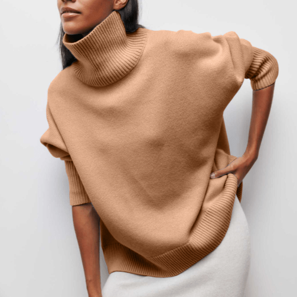 Cozy Turtleneck Sweater for Women – Relaxed Fit, Hip-Length, Soft Wool-Blend, Perfect for Autumn and Winter