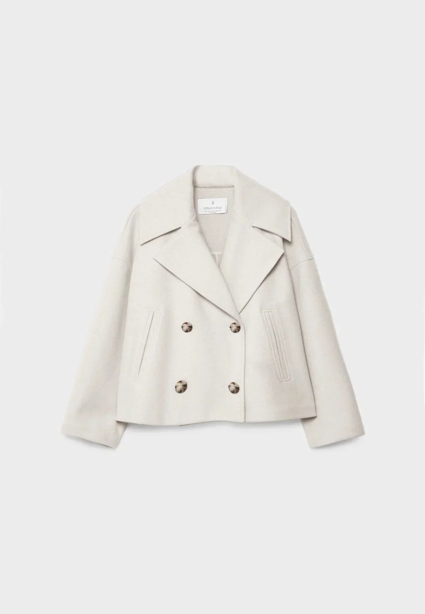 Cropped Women's Double-Breasted Winter Jacket with Wide Lapels – Stylish and Cozy Outerwear for Women