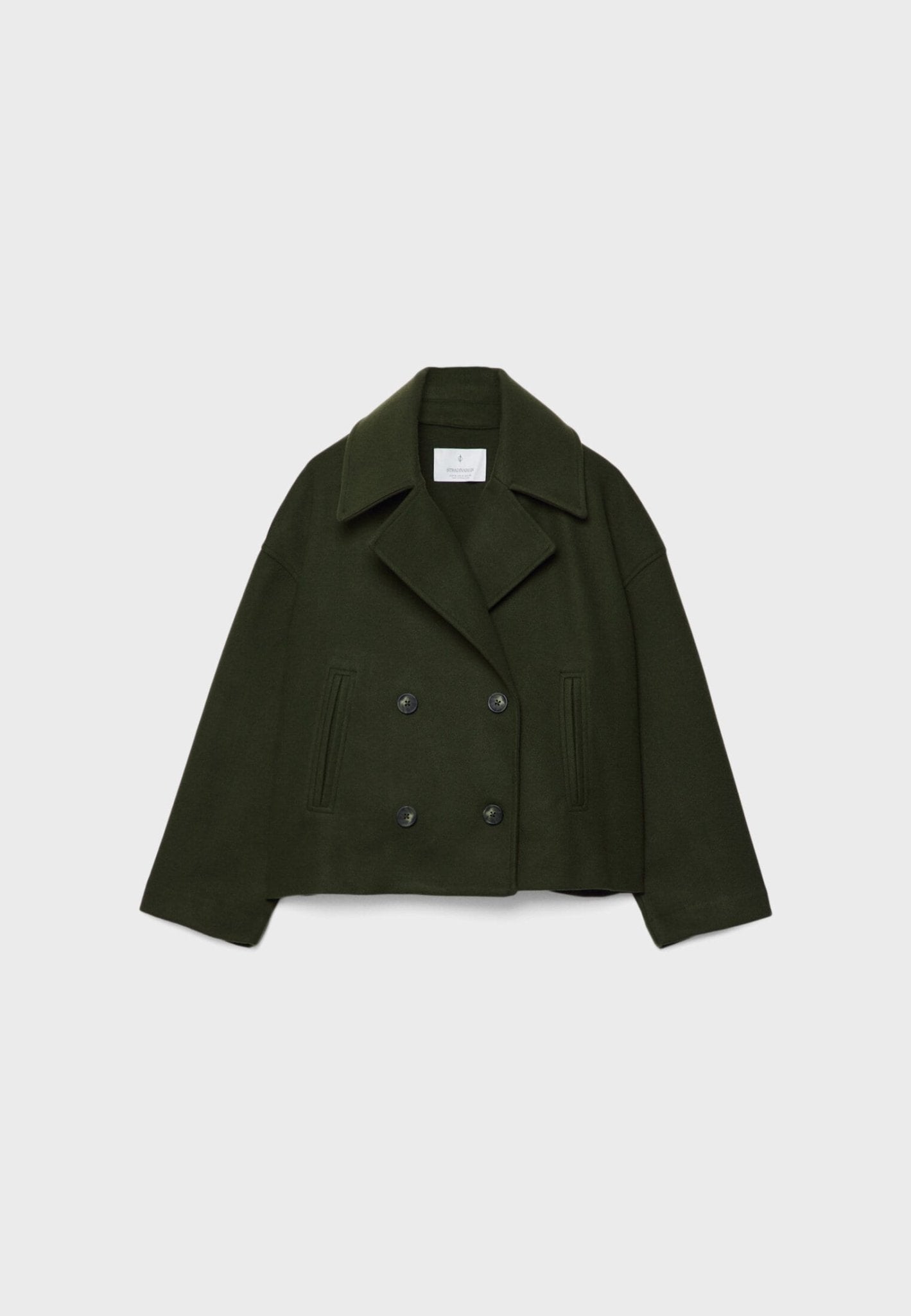 Cropped Women's Double-Breasted Winter Jacket with Wide Lapels – Stylish and Cozy Outerwear for Women