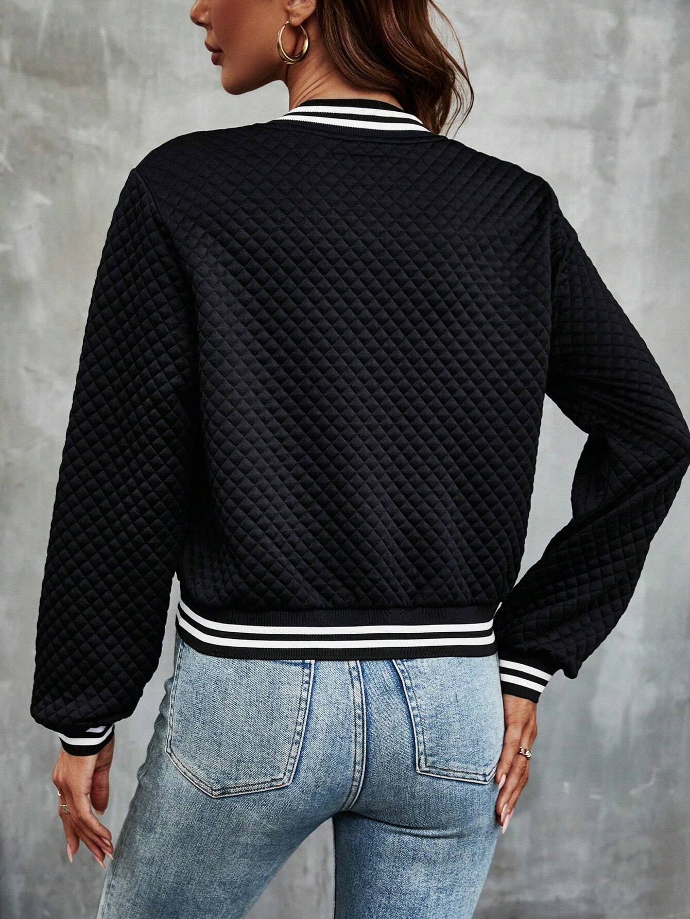 Cropped Women's Jacket with Baseball Collar and Full-Zip Front – Sporty Stretch Material for Everyday Wear