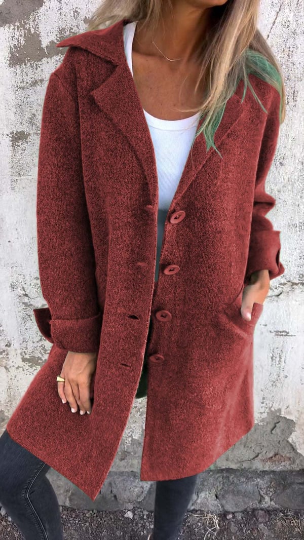 Elegant Button Down Jacket for All Seasons - Soft Wool-Touch Fabric, Relaxed Fit with Pockets, Timeless Style