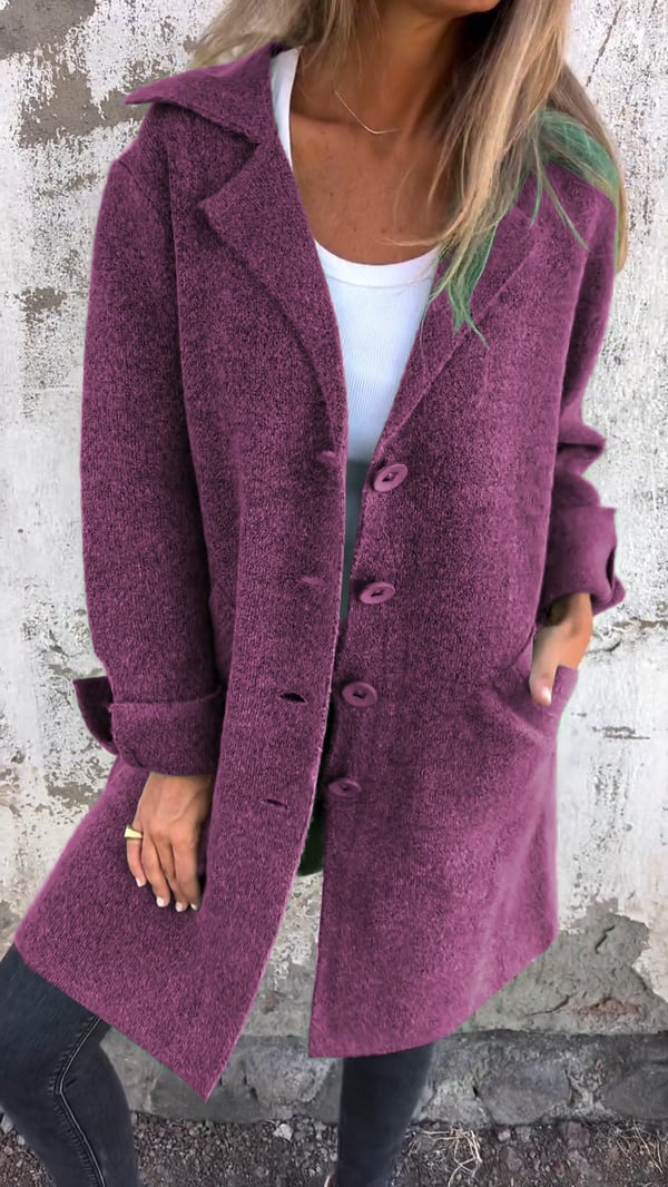 Elegant Button Down Jacket for All Seasons - Soft Wool-Touch Fabric, Relaxed Fit with Pockets, Timeless Style