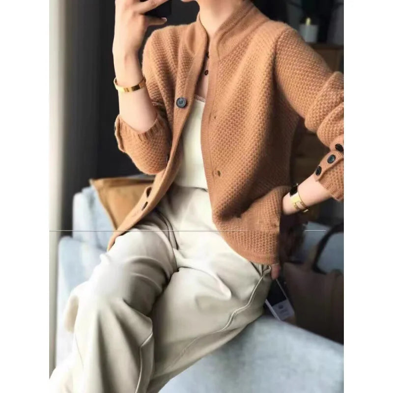 Half-Neck Cardigan Sweater for Women, Lightweight Knit Cardigan in White, Flattering Fit for Casual and Formal Wear