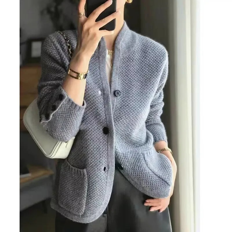 Half-Neck Cardigan Sweater for Women, Lightweight Knit Cardigan in White, Flattering Fit for Casual and Formal Wear