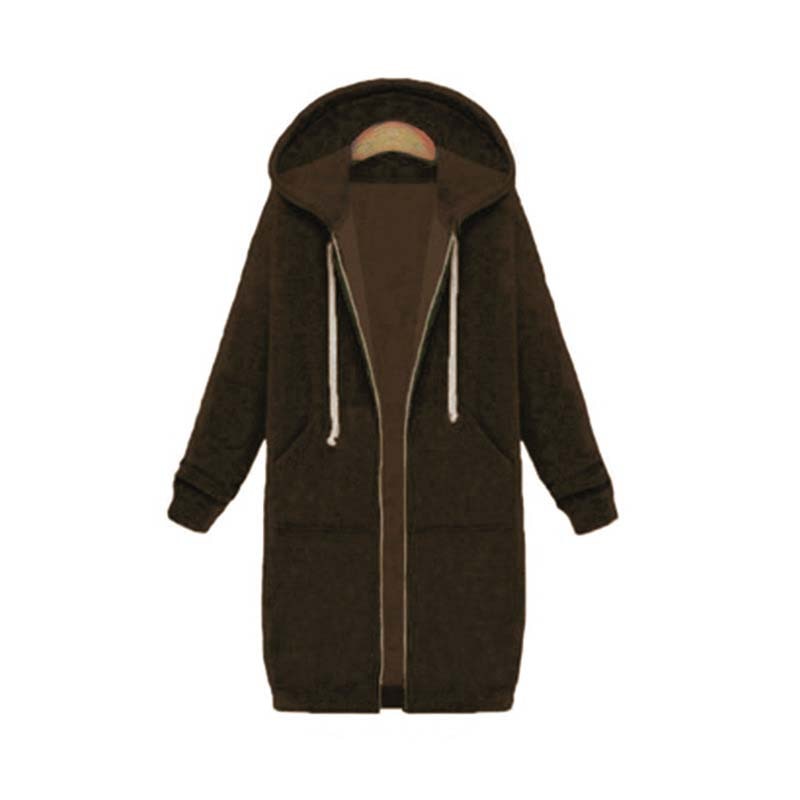 Longline Zip Hoodie for Women, Cozy Midweight Fabric, Drawstring Hood, Extended Length, Front Patch Pockets, Casual Layering Piece