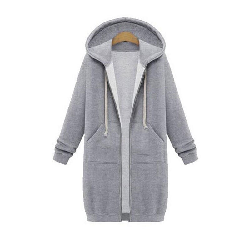 Longline Zip Hoodie for Women, Cozy Midweight Fabric, Drawstring Hood, Extended Length, Front Patch Pockets, Casual Layering Piece