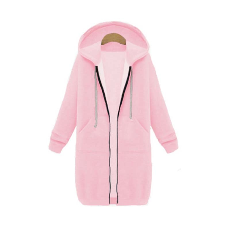 Longline Zip Hoodie for Women, Cozy Midweight Fabric, Drawstring Hood, Extended Length, Front Patch Pockets, Casual Layering Piece