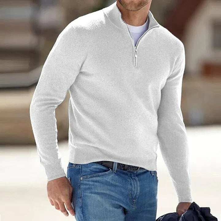 Men's Half Zip Sweater - Long Sleeve Casual Knit for Fall and Winter