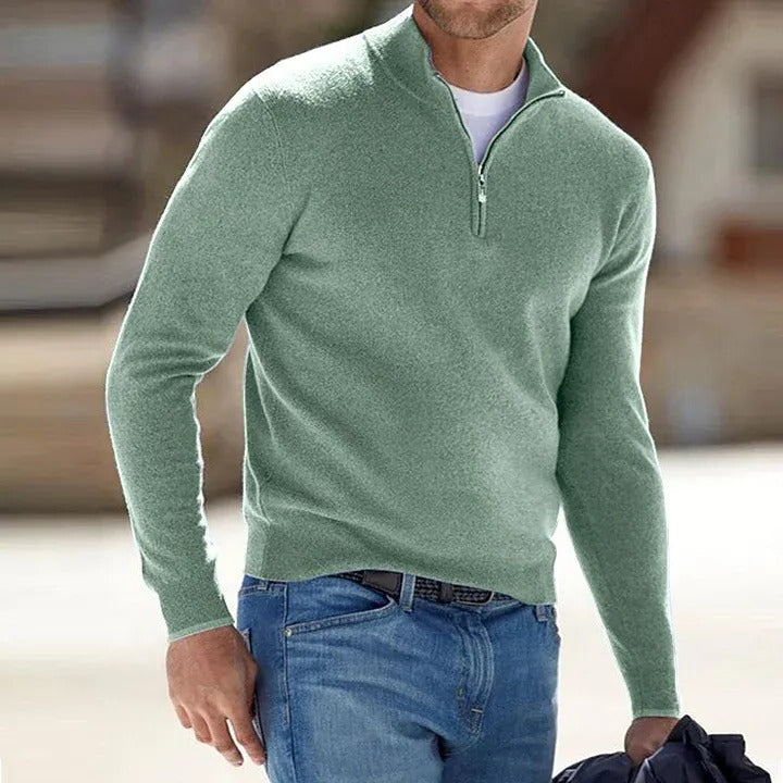 Men's Half Zip Sweater - Long Sleeve Casual Knit for Fall and Winter