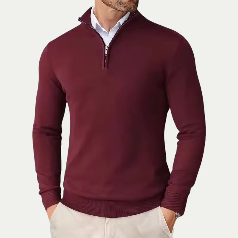 Men's Half Zip Sweatshirt - Lightweight Jumper with Ribbed Cuffs, Versatile Layering for Casual and Business Wear