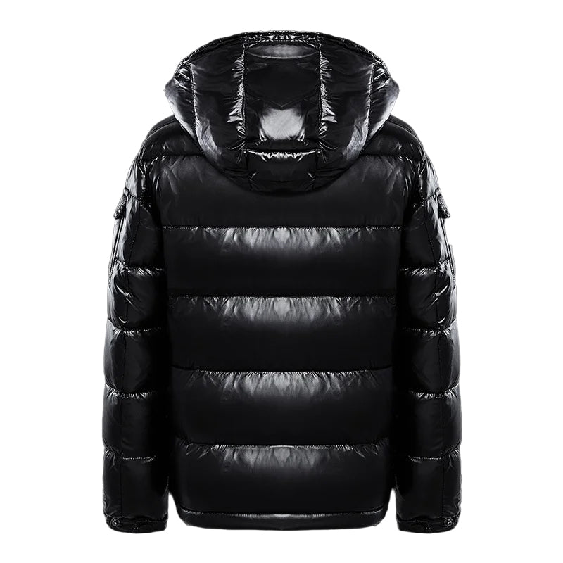 Men's Down Puffer Jacket – Stylish Winter Coat with Adjustable Hood, Water-Repellent, Slim Fit, Black or Red