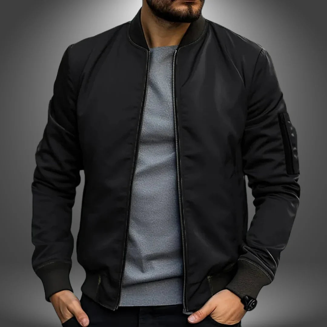Men's Lightweight Bomber Jacket - Versatile Windbreaker Coat with Zip Pocket, Slim Fit Design for Casual Wear