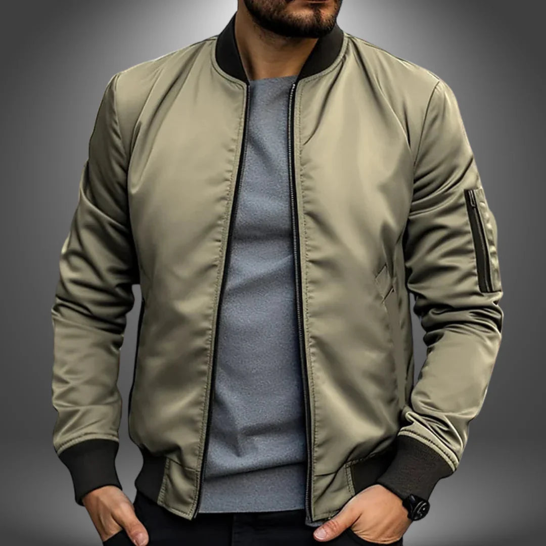 Men's Lightweight Bomber Jacket - Versatile Windbreaker Coat with Zip Pocket, Slim Fit Design for Casual Wear