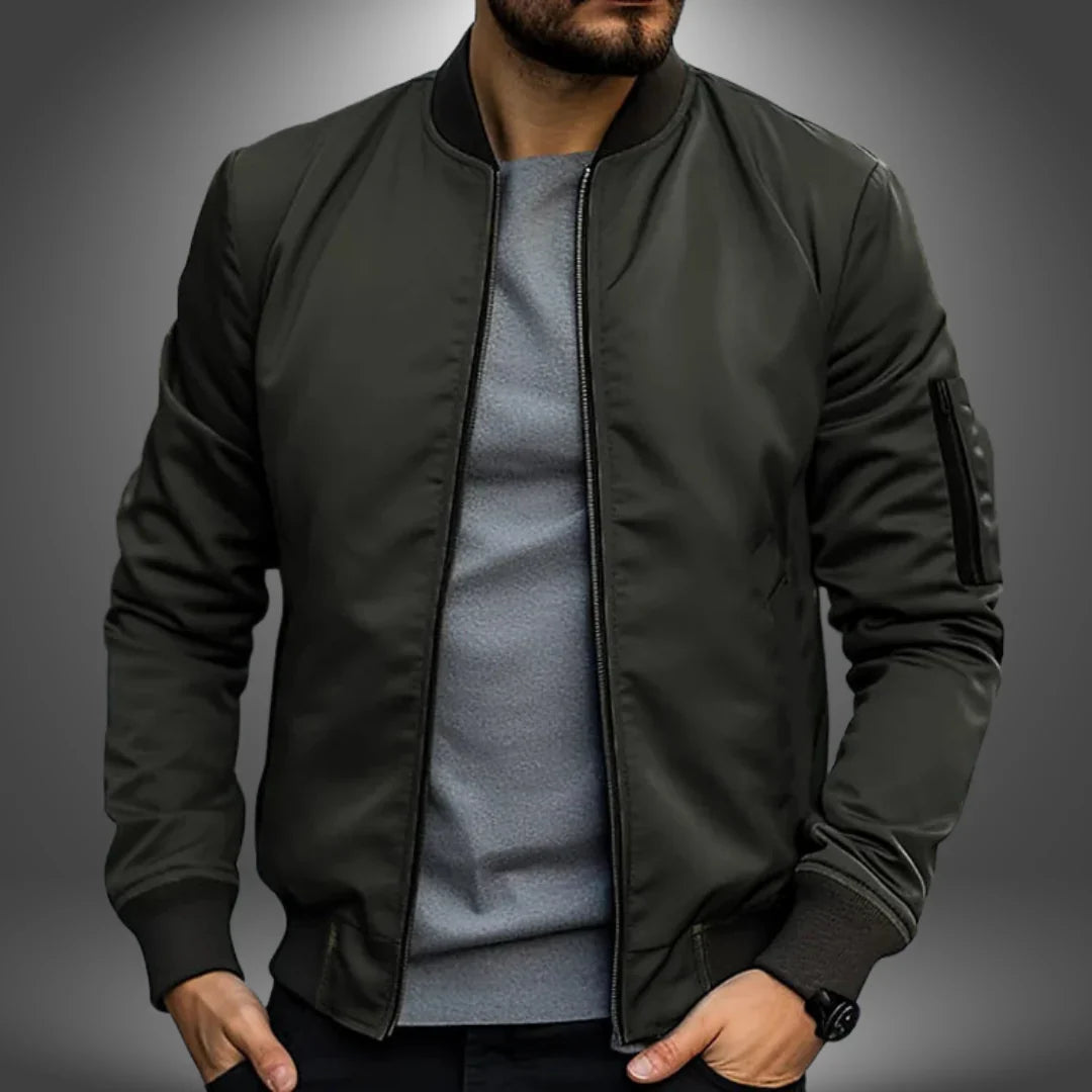 Men's Lightweight Bomber Jacket - Versatile Windbreaker Coat with Zip Pocket, Slim Fit Design for Casual Wear