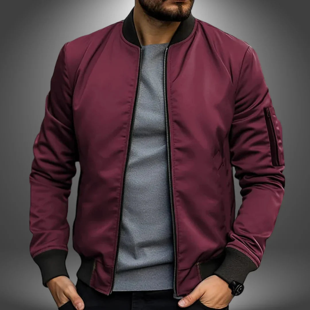 Men's Lightweight Bomber Jacket - Versatile Windbreaker Coat with Zip Pocket, Slim Fit Design for Casual Wear