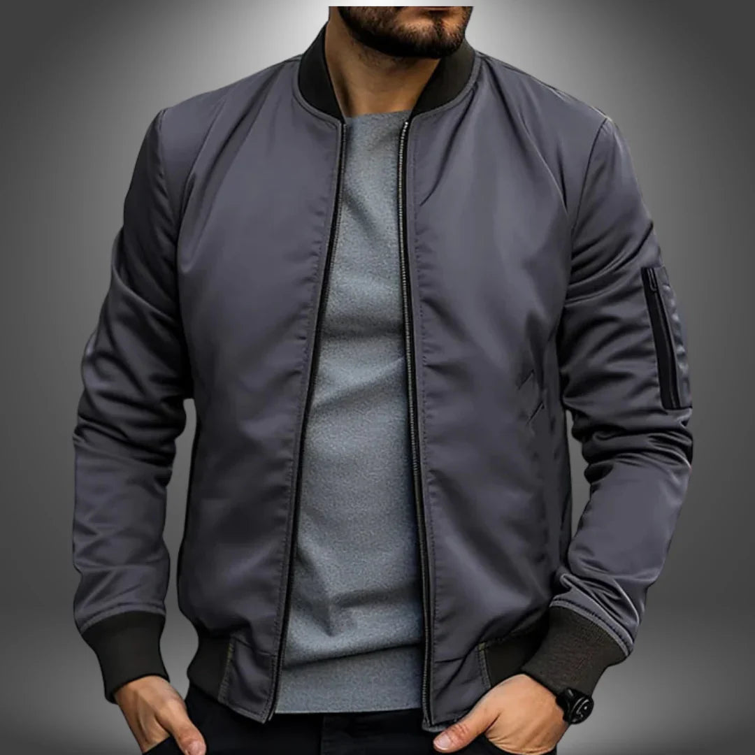 Men's Lightweight Bomber Jacket - Versatile Windbreaker Coat with Zip Pocket, Slim Fit Design for Casual Wear