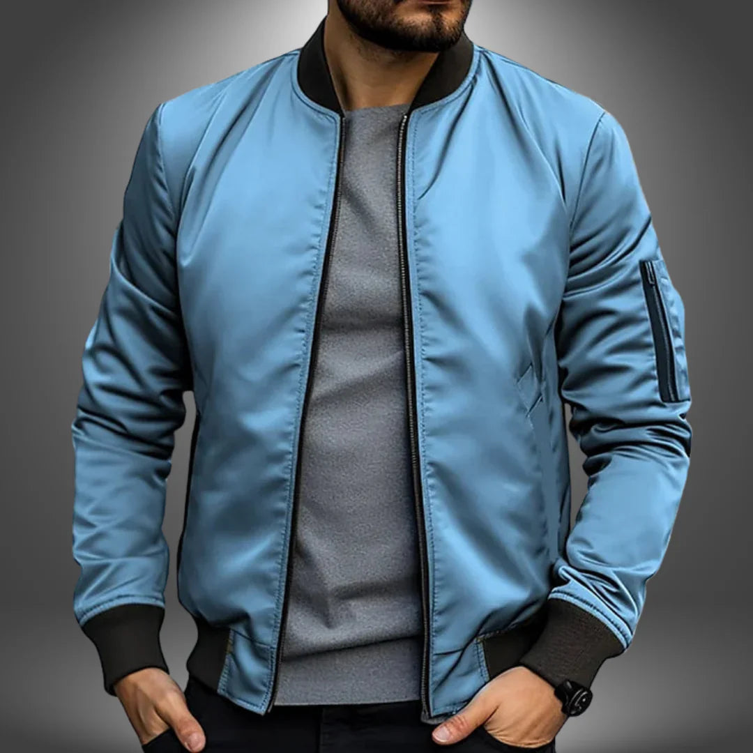 Men's Lightweight Bomber Jacket - Versatile Windbreaker Coat with Zip Pocket, Slim Fit Design for Casual Wear