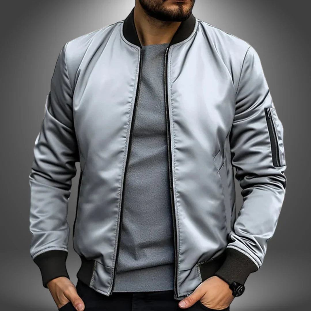 Men's Lightweight Bomber Jacket - Versatile Windbreaker Coat with Zip Pocket, Slim Fit Design for Casual Wear