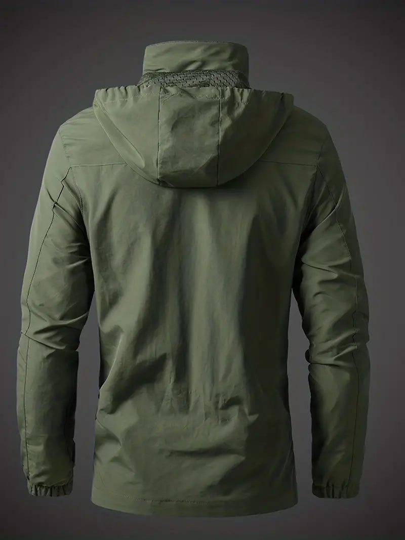 Men's Waterproof Hooded Rain Jacket with Zip Pockets – Breathable and Stylish Rain Coat for Outdoor Adventures