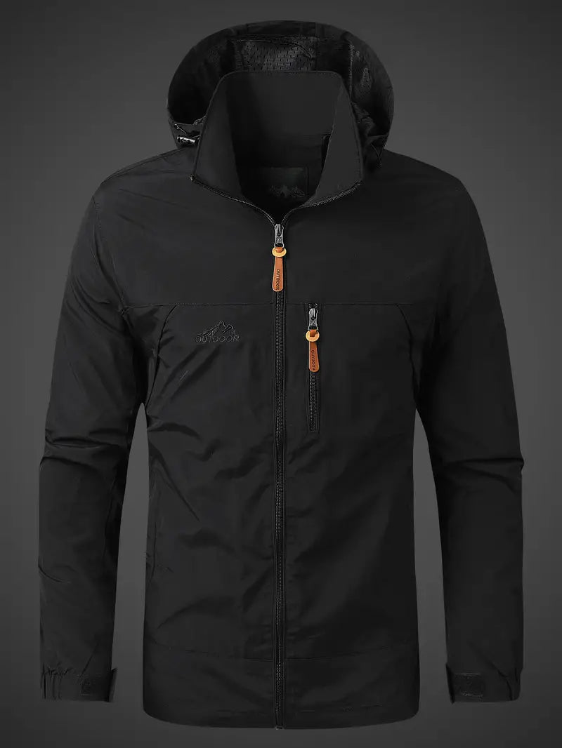 Men's Waterproof Hooded Rain Jacket with Zip Pockets – Breathable and Stylish Rain Coat for Outdoor Adventures