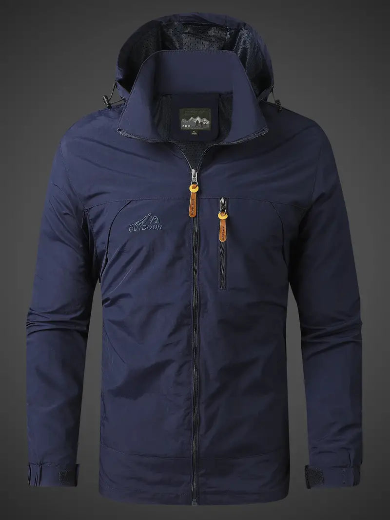 Men's Waterproof Hooded Rain Jacket with Zip Pockets – Breathable and Stylish Rain Coat for Outdoor Adventures