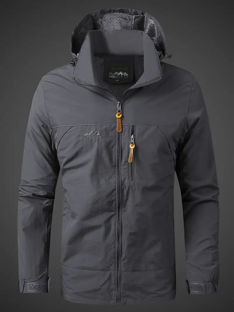 Men's Waterproof Hooded Rain Jacket with Zip Pockets – Breathable and Stylish Rain Coat for Outdoor Adventures