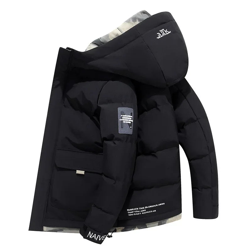 Men's Waterproof Parka Jacket - Stylish Fixed Hooded Winter Jacket for Cold Weather