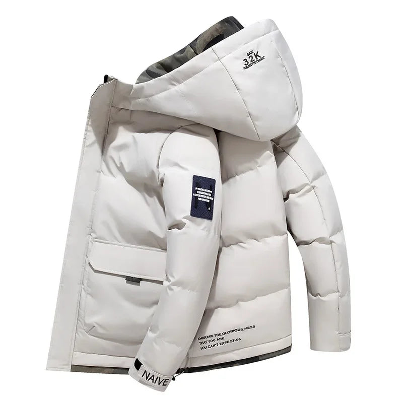 Men's Waterproof Parka Jacket - Stylish Fixed Hooded Winter Jacket for Cold Weather