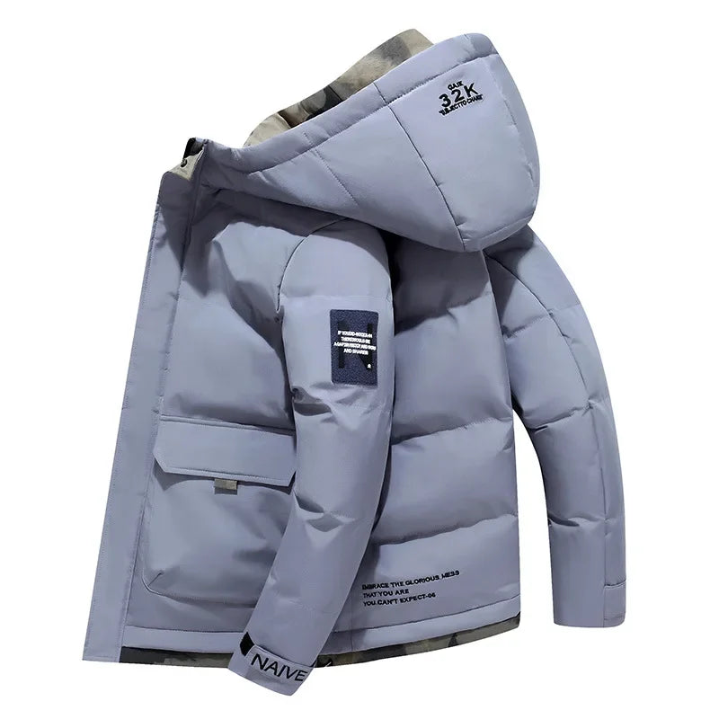 Men's Waterproof Parka Jacket - Stylish Fixed Hooded Winter Jacket for Cold Weather