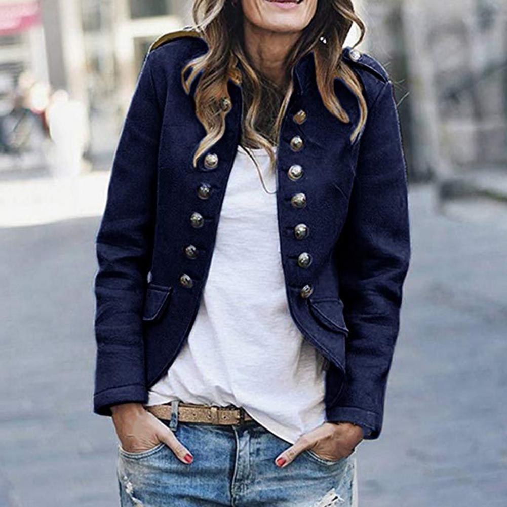 Structured Janice Blazer with Double Row Button Detail & Stand Collar