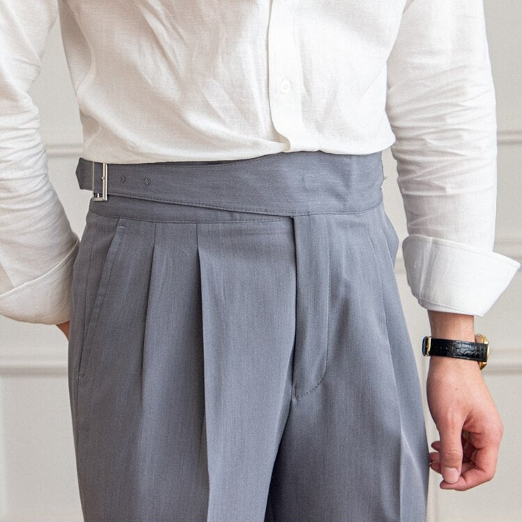Milo Men's High-Waisted Trousers | Tailored Fit, Wool Blend