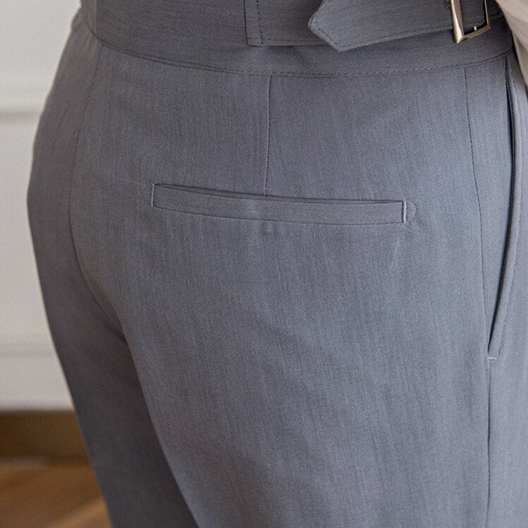 Milo Men's High-Waisted Trousers | Tailored Fit, Wool Blend