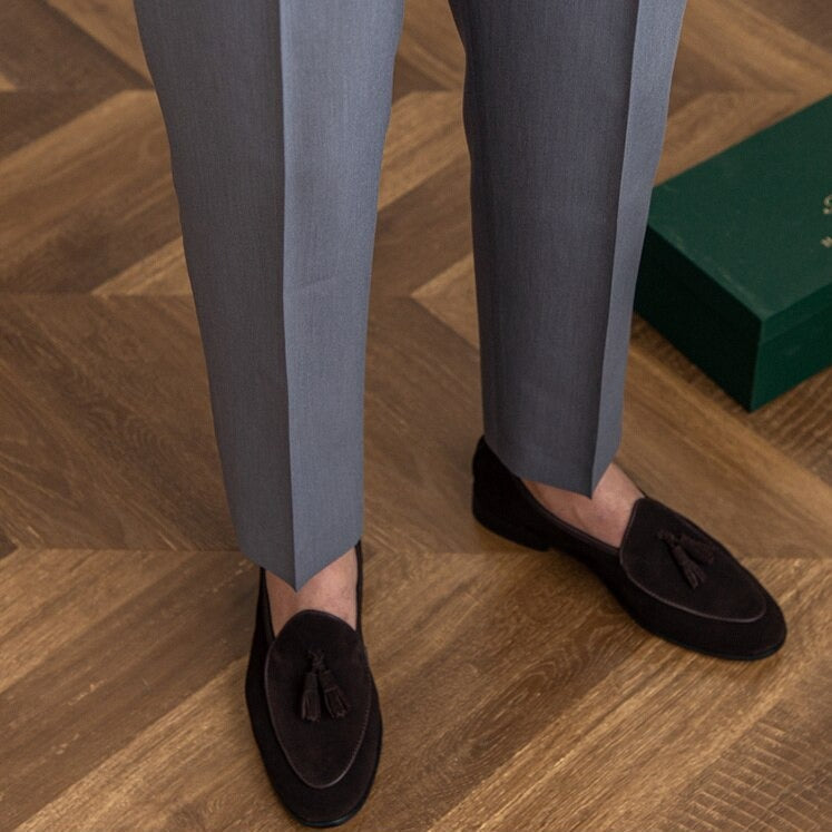 Milo Men's High-Waisted Trousers | Tailored Fit, Wool Blend