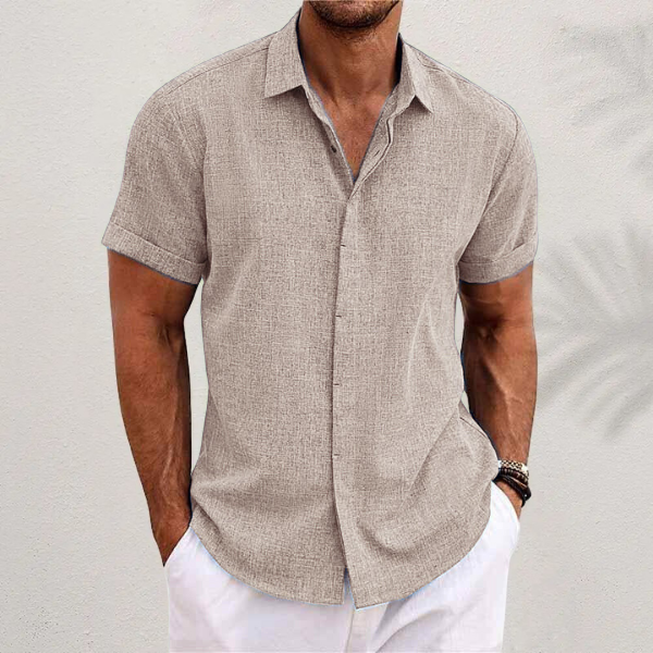Orion Men's Linen Shirt | Breathable Cotton Blend, Short Sleeve