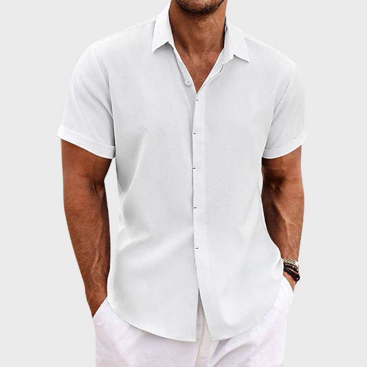 Orion Men's Linen Shirt | Breathable Cotton Blend, Short Sleeve