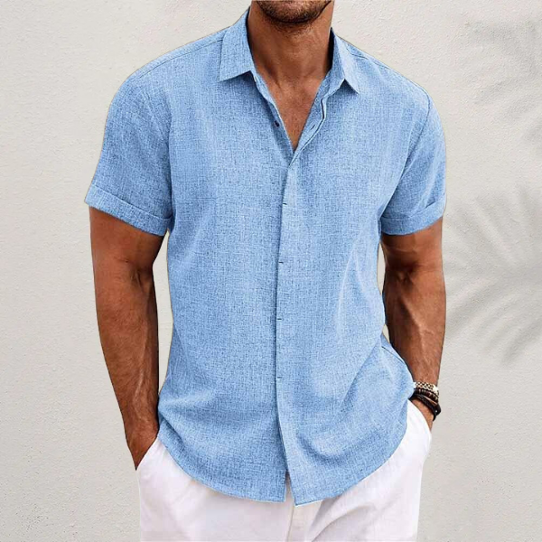 Orion Men's Linen Shirt | Breathable Cotton Blend, Short Sleeve