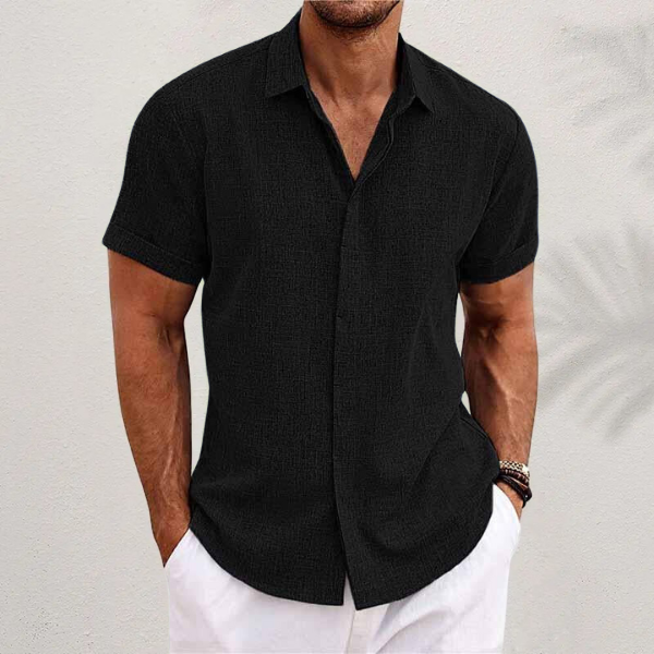 Orion Men's Linen Shirt | Breathable Cotton Blend, Short Sleeve