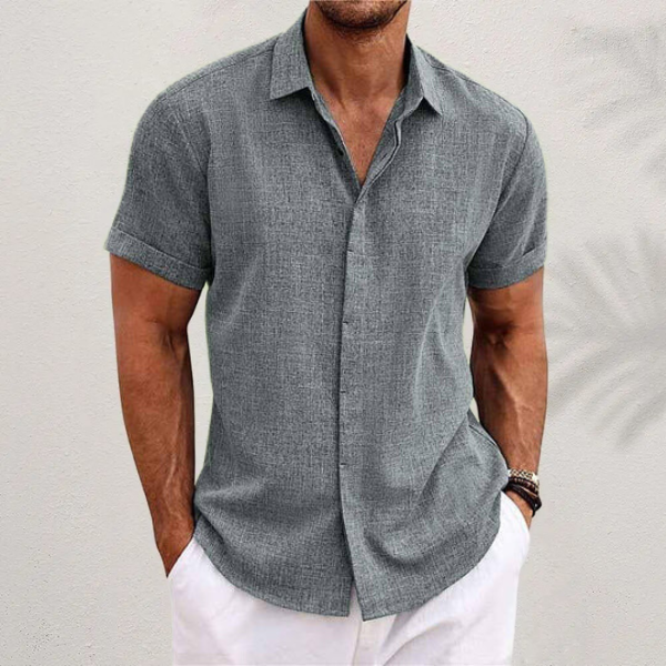 Orion Men's Linen Shirt | Breathable Cotton Blend, Short Sleeve