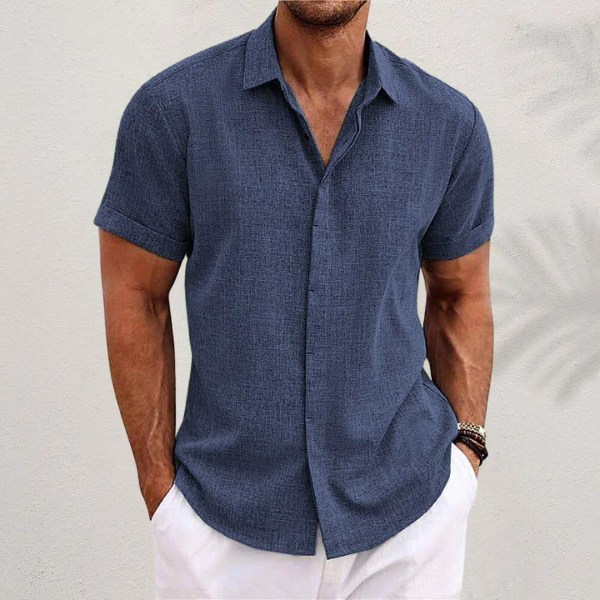 Orion Men's Linen Shirt | Breathable Cotton Blend, Short Sleeve