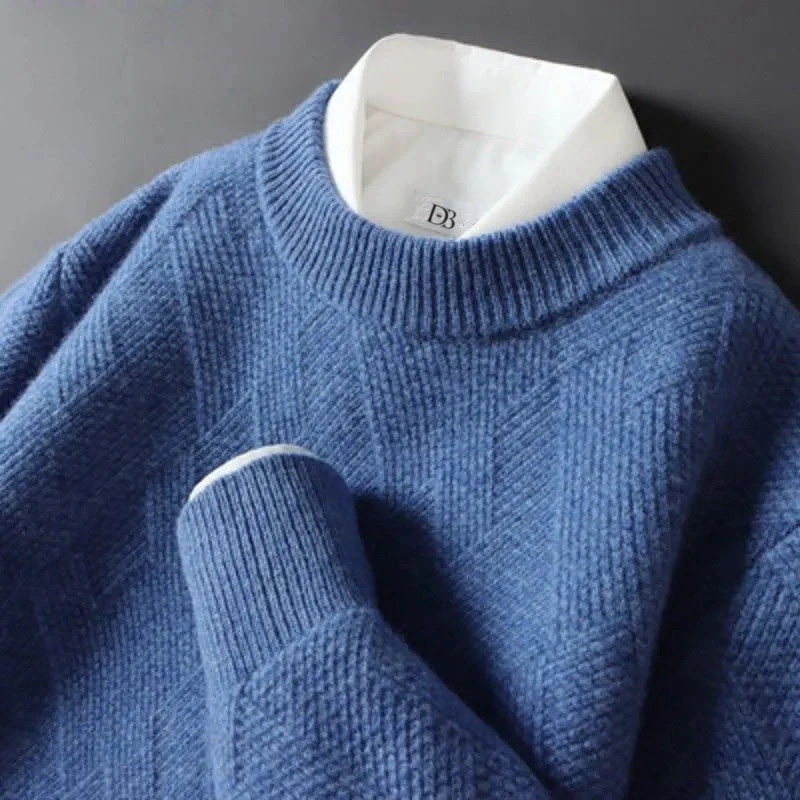 Sweater for Men – Crewneck Long Sleeve with Ribbed Cuffs – Soft and Elegant