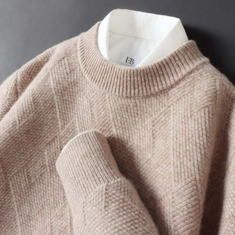 Sweater for Men – Crewneck Long Sleeve with Ribbed Cuffs – Soft and Elegant