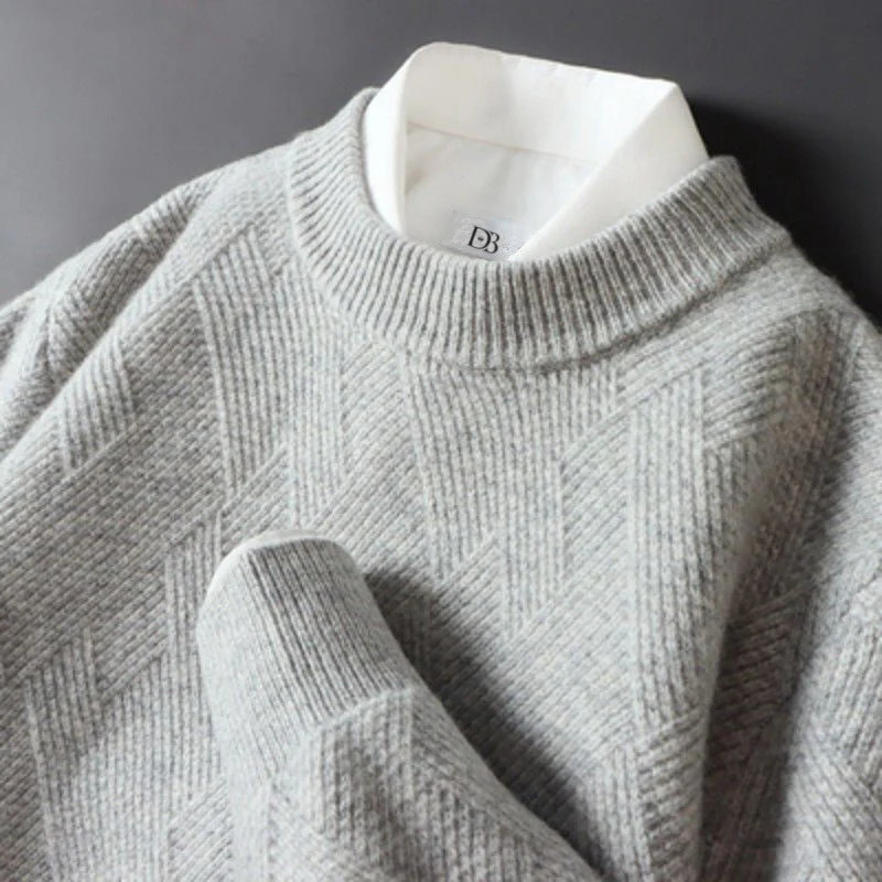 Sweater for Men – Crewneck Long Sleeve with Ribbed Cuffs – Soft and Elegant
