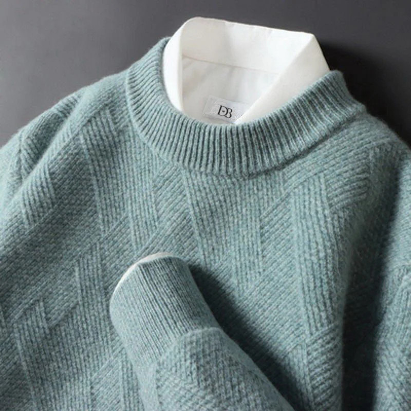 Sweater for Men – Crewneck Long Sleeve with Ribbed Cuffs – Soft and Elegant