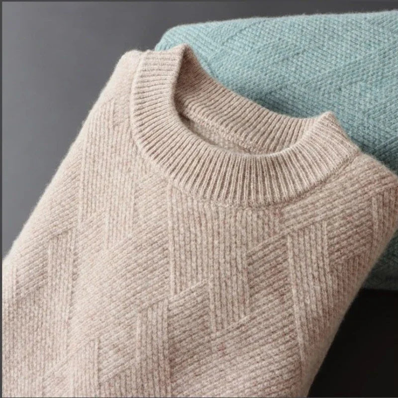 Sweater for Men – Crewneck Long Sleeve with Ribbed Cuffs – Soft and Elegant