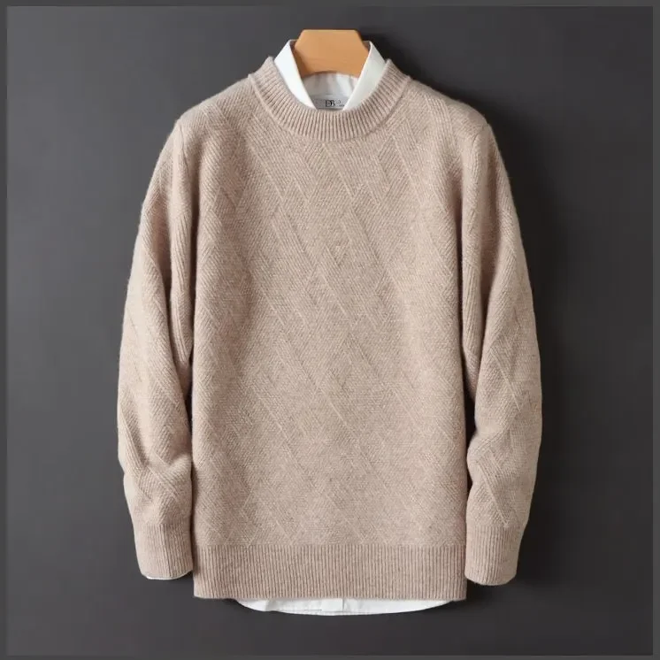 Sweater for Men – Crewneck Long Sleeve with Ribbed Cuffs – Soft and Elegant