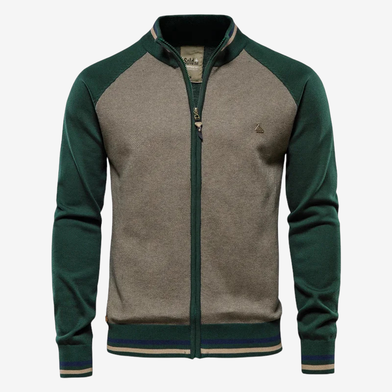 Slim Fit Striped Cardigan for Men - Zip-Up Closure, Long Sleeves, Stretch Cotton Blend, Stylish Comfort